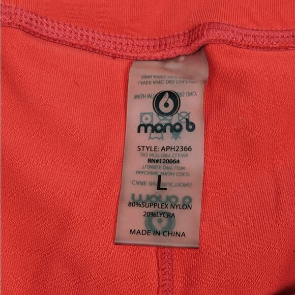 Mono B Essential High Waist Solid Leggings APH2366 Size Large Bright Red - Picture 5 of 5